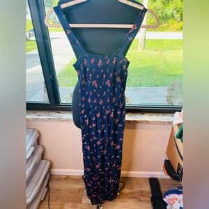 Wallflower Navy Floral Smocked Maxi Jumpsuit Size Small NEW